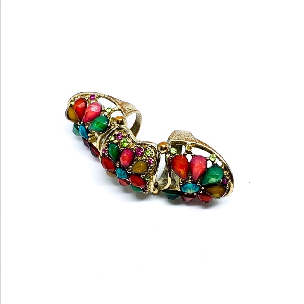 Vintage Multi Stone Armor Ring - image 3